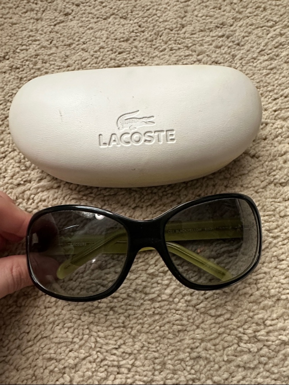 Lacoste Black Frame Sunglasses with Green